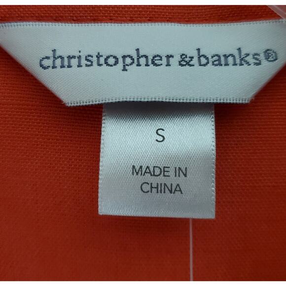 CHRISTOPHER CJ BANKS S M Blazer Jacket Orange Linen Blend 3/4 Sleeve 38" NEW NWT - Picture 3 of 8